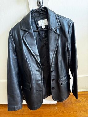 Black Leather Tailored Blazer